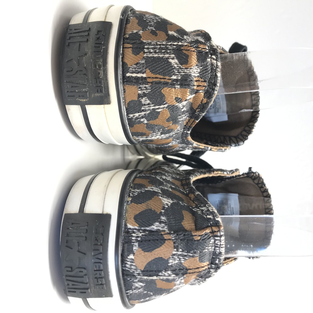 Converse All Star Women 9 Shoes Low Top Shoe Cheetah Leopard Sneaker Brown Black - Picture 4 of 6